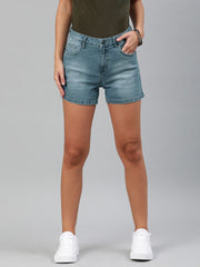 Camaieu Denim Short For Ladies-Light Blue Faded-SP2377