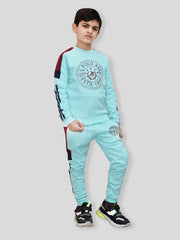 U.S Polo Assn Fleece Tracksuit For Kids-Cyan Blue-BE96/BR912