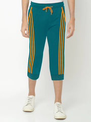 Summer Jersey Terry Slim Fit Bermuda Short For Men-Dark Cyan with Stripes-SP1807/RT2439