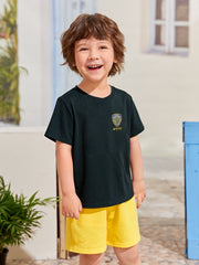 NYPD Crew Neck Single Jersey Tee Shirt For Kids-Dark Navy-SP2194