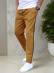Louis Vicaci Slim Fit Active Wear Summer Trouser For Men-Golden with Stripes-SP2606/RT2527