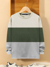 LV Crew Neck Long Sleeve Thermal Tee Shirt For Kids-Off White with Green & Light Grey-SP1717/RT2421