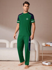 Louis Vicaci Summer Active Wear Tracksuit For Men-Green with Navy Panels-SP1787/RT2437