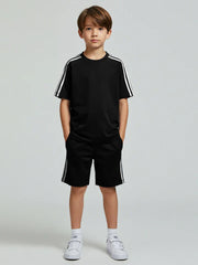 Ads Summer T Shirt & Short Suit For Kids-Black-BE3229/BR15684