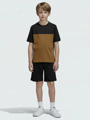 Ads Summer T Shirt & Short Suit For Kids-Golden with Black-BE3271/BR15709
