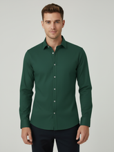 Rawgear 4 Side Lycra Slim Fit Long Sleeve Casual Shirt For Men- Forest Green-RG10