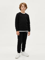 NK Terry Fleece Tracksuit For Kids-Black-NKS01