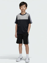 Ads Summer T Shirt & Short Suit For Kids-Navy with Black & White, Navy Stripe-BE3278/BR15716