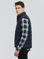 Payper Winter Sleeveless Zipper Mockneck Jacket For Men-Dark Navy-PH38