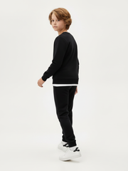 NK Terry Fleece Tracksuit For Kids-Black-NKS01