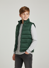 Payper Winter Sleeveless Zipper Mockneck Jacket For Kids-Forest Green-PSJ07
