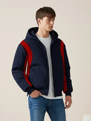 Louis Vicaci Zipper Winter Jacket For Men-Dark Navy With Red-PH09