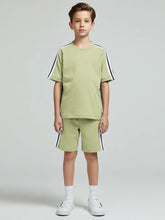 Ads Summer T Shirt & Short Suit For Kids-Light Grapes & White, Navy Stripe-BE3282/BR15720
