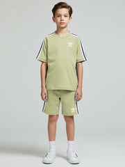 Ads Summer T Shirt & Short Suit For Kids-Light Grapes & White, Navy Stripe-BE3282/BR15720