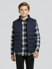 Payper Winter Sleeveless Zipper Mockneck Jacket For Kids-Dark Navy-PSJ01