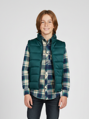 Payper Winter Sleeveless Zipper Mockneck Jacket For Kids-Pine Green-PSJ08