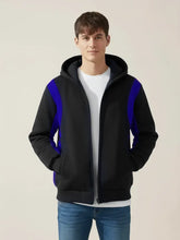 Louis Vicaci Zipper Winter Jacket For Men-Black With Royal Blue-PH12