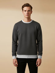 Upgrade Terry Fleece Funky Style Sweatshirt For Men-Charcoal Grey with Grey-BE2493