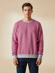 Upgrade Fleece Funky Style Sweatshirt For Men-Pink with Grey-BE2510