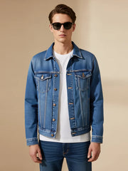 Stylish Long Sleeve Denim Jeans Jacket For Men-Blue-DJJ02