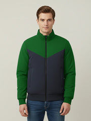 Payper Winter Zipper Mockneck Jacket For Men-Green & Dark Navy-PH26