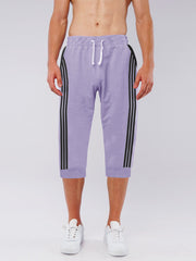 Summer Jersey Slim Fit Bermuda Short For Men-Light Purple with Stripes-SP1774/RT2435