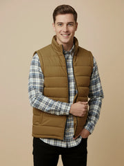 Payper Winter Sleeveless Zipper Mockneck Jacket For Men-Light Brown-PH25