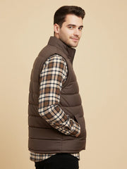 Payper Winter Sleeveless Zipper Mockneck Jacket For Men-Chocolate-PH24