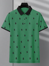 PRL Summer Polo Shirt For Men-Green Melange with Allover Print-SP1452/RT2340