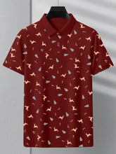 NXT Summer Single Jersey Polo Shirt For Men-Red with Allover Print-SP1625/RT2386