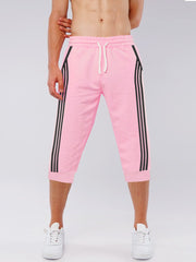 Summer Jersey Slim Fit Bermuda Short For Men-Pink with Stripes-SP1771/RT2432