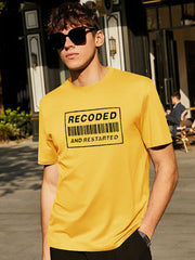 Teranova Crew Neck Summer Tee Shirt For Men-Yellow-SP1907