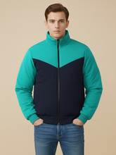 Payper Winter Zipper Mockneck Jacket For Men-Cyan Green & Dark Navy-PHPH33