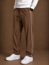 Stylish Regular Fit Both Season Trouser For Men Warm Brown with navy stripes tr10