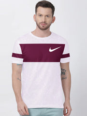 NK Crew Neck Single Jersey Tee Shirt For Men-Light Purple Faded & Magenta Panel-SP2199