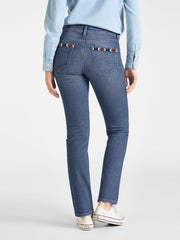 F&F Straight Fit Boot Cut Non Stretch Denim For Ladies-Blue Faded-SP2568