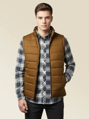 Payper Winter Sleeveless Zipper Mockneck Jacket For Men-Brown-PH19