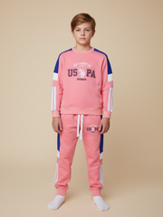 USP Fleece Tracksuit For Kids-Cherry Blossom-USPT05
