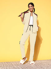 Louis Vicaci Fleece Zipper Tracksuit For Ladies-Light Skin With Black Stripe-RT1551