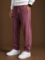 Stylish Regular Fit Both Season Trouser For Men Muted Rose Pink with white stripes tr11