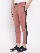 Summer Single Jersey Slim Fit Trouser For Men-Pink With Charcoal Melange Stripe-SP136/RT109