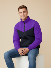 Payper Winter Zipper Mockneck Jacket For Men-Purple & Dark Navy-PHPH35