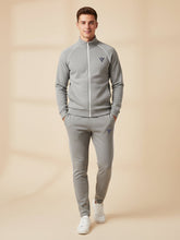 Louis Vicaci Fleece Zipper Tracksuit For Men-Grey Melange-LVTS03