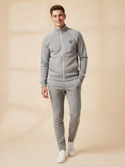 Louis Vicaci Fleece Zipper Tracksuit For Men-Grey Melange-LVTS03