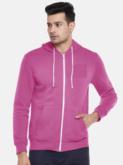 NK Fleece Zipper Hoodie For Men-Magenta-SP6224/SP52