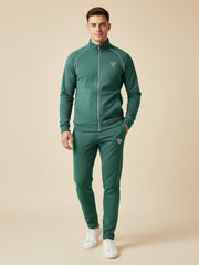Louis Vicaci Fleece Zipper Tracksuit For Men-Green-LVTS06