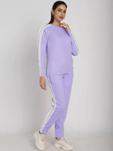 AD Single Jersey Tracksuit For Ladies-Light Purple with White & Grey Stripe-BR13742