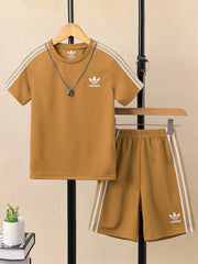 Ads Summer T Shirt & Short Suit For Kids-Light Camel-BE3228/BR15683