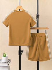 Ads Summer T Shirt & Short Suit For Kids-Light Camel-BE3228/BR15683