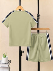 Ads Summer T Shirt & Short Suit For Kids-Light Grapes & White, Navy Stripe-BE3282/BR15720